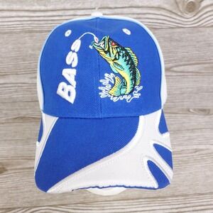 BASS FISHING ONE SIZE FITS ALL MULTICOLOR ADJUSTABLE BASEBALL HAT CAP